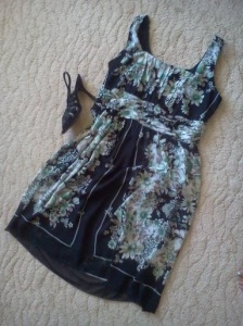 Black and floral empire waisted dress.